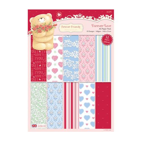 A5 Forever Friends Love Glittered Paper Pack